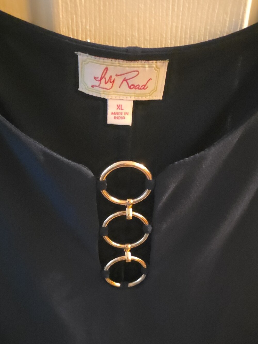 Ivy Road Navy Sleeveless Tunic with Gold Ring Detail - Picture 2 of 4